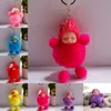 Schlafende Babypuppe Schlüsselanhänger Pompom Fellknäuel Schlüsselanhänger Autoschlüsselhalter Frauen Tasche Anhänger Schlüsselanhänger Charm Geschenk Kostenloser DHL Kimter-H598Q FZ