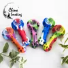 Silicone Hand Pipe Silicone Mini Water Pipe Glass Bowl Stainless Steel Dabble For Dry Herb Customized Printings