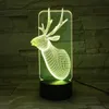 Cute Christmas Deer USB 3D-lamp 7 kleuren touch lichten sfeer decoratie cadeau Home Decor acryl lichte armaturen # R21