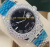 Lüks İzle Erkek 44mm Siyah Roma Dial Büyük Elmas Çerçeve Safir Otomatik Moda Marka erkek Izle Kol Saati