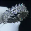 Fashion Flower ring 5A Clear Cz Stone White Gold Filled Engagement wedding band ring for women Bridal Finger Jewelry