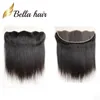 13x4 Kulaktan Kulak Önceden Kapanmış Dantel Frontal Saç Parçaları Üst Sınıf 10A 150% Doğal Renk Perulu Silky Düz İnsan Saç Doğal Görünümlü Bella Saç 8-20inch Satış