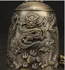 Superbe statue de cloche de DRAGON sculptée en cuivre, superbe VINTAGE décorée à la main, merveilleuse STATUE221j