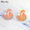 Miss Zoe Gold silver Red fox in grass Brooch Denim Jacket Pin Buckle Shirt Badge Cartoon animal jewelry Gift for kids friends