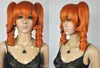 Moda Medium Orange Curly Pigtail Ponytail Cosplay Damskie Włosy Wig Peruki + Czapka