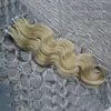 Nastro di trama della pelle dell'onda del corpo vergine brasiliana nell'estensione dei capelli della pelle 40 pezzi 7a Estensioni dei capelli del nastro biondo Capelli del nastro umano