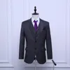 Gorąca Sprzedaż Charcoal Gray Groom Tuxedos Wysokiej Jakości Man Blazer Dwa Przycisk Side Vent Men Business Dinner Prom Suit (Kurtka + Spodnie + Kamizelka + Kamizelka) 173