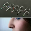 Screws Nose Studs Nose Ring Gem Mixed Color Body piercing Jewelry 316L stainless steel 100pcs/lot