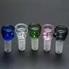 Ciotola per accessori per fumatori in vetro con manico Mix di colori Ciotola per bong 14mm 18mm Pezzo maschio Tubo per acqua Dab Rig Bowls Heady colorato