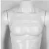 Siyah Beyaz Erkekler Lingerie Naylon Halter Backless Elastik Vücut Göğüs Koşum Kostüm Kemer Şekillendirme