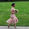 Artı Boyutu Nedime Elbiseler Moda Suudi Arapça Çay Boyu Mermaid Parti Elbise Seksi Kapalı Omuz Düğün Konuk Elbise Gelinlik Modelleri