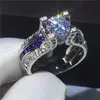 Choucong kvinnlig 3ct lila diamantring vitguld fylld engagemang bröllop band ringar uppsättning för kvinnor män dropshipping