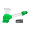 HoneyPuff New Arrival Many Colors Silicone Skull Glass Pipe Smoking Pipe Glass Tube Cigarette Water Pipe with Screen