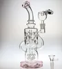 hot 11.5"FTK thick glass recyclers oil rigs water pipes hollow out design bong with seed of life perc 14.4mm joint