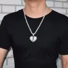 New hot Solid Broken Heart Pendant Men's Hip hop Jewelry Rock Street Necklace With 5mm Tennis Chain 3 Colors For Gift