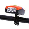 Vtt cyclisme multifonctionnel 3 LED lampe frontale lampe de poche avec accessoires de vélo Bell durable et résistant à l'usure