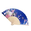 Spersonalizowany Wesele Wentylator Vintage Bambus Folding Hand Held Flower Fan Chiński Dance Party Pocket Gifts Wedding Fan fioletowy