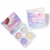 HANDAIYAN Paleta de resaltado Aurora de 4 colores Resaltador luminoso transparente Cara Ojos Labios Resaltado Contorno Maquillaje en polvo compacto 5409413