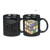 Creative Ceramic Rubik Cube Magic Morning Mug Caffè Tè Latte Caldo Freddo Sensibile al calore Tazza che cambia colore Confezione regalo