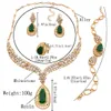 Conjuntos de joias de casamento com pedras preciosas verdes diamante colar pulseira brinco anel banhado a ouro 18K2026302