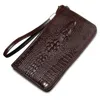 Männer Design Business Vintage Lange Brieftasche Echtes Kuh Leder Krokodil Muster Stil Männlichen Geldbörse Lässig Kupplung Handtaschen