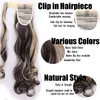 18inches Long Wavy Real Natural Ponytail Clip in Ponytails Hair Extensions Wrap Around on Synthetic Hair Piece for human9612707