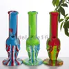 Skull Silicone Bong with Down Stem Glass Bowl Smoke hookahs Dab Food Grade Silicon Colorful Water Pipes Herb Pipe Hand