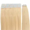 Cinta en extensiones de cabello humano Bleach Blonde 613, largo, recto, sin costuras, trama de piel, cintas invisibles de doble cara, pelos reales 1008088511