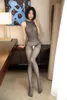 2018 New Open Crotch Bodysuit for Women Bodystocking O Neck Vest Collar Lace Trim Paste Tights Pantyhose Sexy Stockings Female