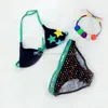 Baby star print Swimsuit 2018 new summer kids swimwear printing Boutique girls Bikinis 3 colors without necklace C3781