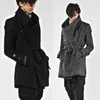 Зимние мужские корейский стиль ночной клуб DJ певица сценический костюм шерстяной длинной траншеи пальто мужские хараджуку повседневные панк пальто куртки