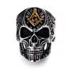 Rvs Mannen Ring Masonic Skull Titanium Ringen voor Vrouwen Vintage Punk Mode-sieraden Vrouw Trouwring
