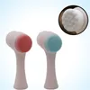 2 colors dual brushes makeup clearner cosmetic removing tool dual head face cleaner washing tools 3D make up washer brushes