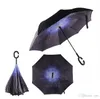 2018 Creative Inverted Umbrellas Double Layer With C Handle Inside Out Reverse Windproof Umbrella GA149