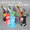 Narguilés colorés Bongs en silicone avec des conduites d'eau en silicone à tige inférieure en verre dab rig joint de 14 mm tout clair 4 mm d'épaisseur 14 mm