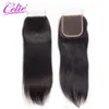 Celie Hair Straight Peruansk hårbuntar 44 Spetsstängning 3 Bunds Remy Weaves 100 Human With Stängning4581599