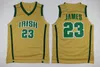 Męskie 2002 Vintage St. Vincent Mary High School Irish LeBron James Koszulki Koszykówka Moive Tune Squad Space Dżem 2021 Białe Koszulki S-XXL