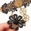 Gratis nytt mode Vintage Black Lace Armband Kvinnors Steam Engine Gear Hand Ornamenter Band Ring Snygg Klassisk Elegant