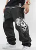 HIPHOP Street dance jeans marée hommes broderie crâne Street moto jeans Hip Hop Skateboard Jeans pour hommes Pantalon de danse définitivement disco