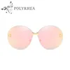 Estilo de Best-seller Mulheres Marca Óculos De Sol Moda Oval Sun Óculos De Proteção UV Lente Revestimento Espelho Frameless Color Banhado Quadro Venha