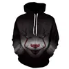 2018 Fashion New Horror Movie Clown Hoodie 3D Skull Sweatshirt Plus Sportkläder Tracksuit Män Kvinnor Unisex Pullover Storlek S-6XL