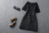 Robe de piste en dentelle, Style de rue, haute couture, élégante, robe de célébrité pour femmes, F0198, noire, manches courtes, épaule 6238456