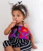 2018 Summer Boutique Girls Set Infant Abbigliamento per bambini Neonate Boho Crop Top + Pantaloni Harem a righe 2PCS Suit Bambini Toddler Girls Clothes