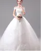 Vintage Ince Kelime Dantel Çiy Çiçekler Lace Up Beyaz Gelinlik 2017 Yeni Kore Stil Gelin Kıyafeti Pricness vestido de noiva