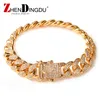 14mm män Zircon Curb Cuban Link Armband Hip Hop Smycken Guld Silver Tjock Tunga Koppar Material Iced Out CZ Chain Armband 8 "