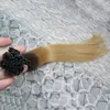 フラットチッププリボンドオムレ10 "-26"レミーストレートネイルフラットチップヘアエクステンションブラジルの本物の髪プレカラーケラチンチップ人間の髪