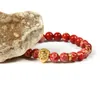 Ny design Rostfritt stål Smycken Partihandel 10st / Parti 8mm Röd Seadiment Imperial Stone med Rostfritt Stål Lion Head Beaded Armband