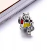 Pasuje Pandora Sterling Silver Bransoletka Chłopiec Dziewczyna Bella Robot Czajniczek Mysz Niedźwiedź Koraliki Charms Dla Europejskiej Wąż Charm Łańcuch Moda DIY Biżuteria