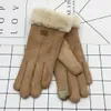 New Suede Single-threaded Mouth Split Gloves for Autumn and Winter Warm Outdoor Furry Student's Double-decker Thickened Lamb