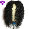 Stock partie centrale court crépus bouclés Lace Front perruques pré plumé avec des cheveux de bébé partie profonde perruque de cheveux synthétiques bouclés pour les femmes noires